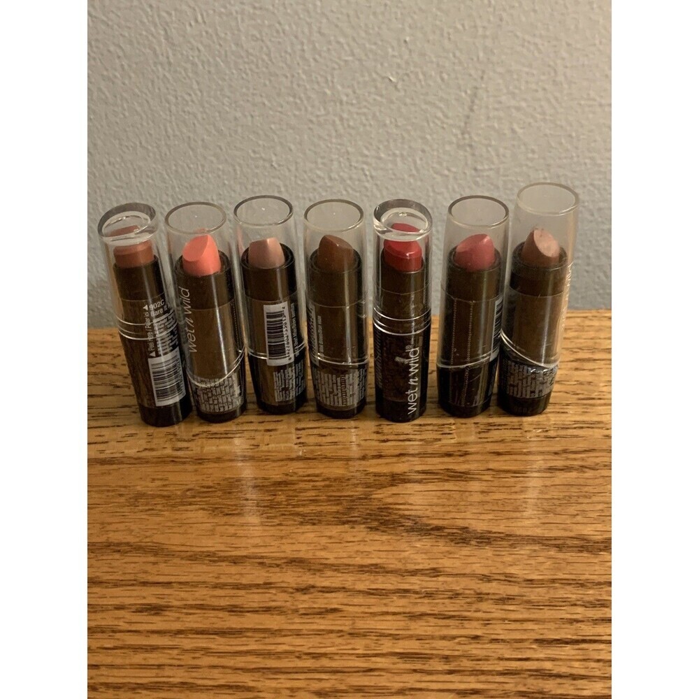 (7) Wet n Wild Silk Finish Lipstick Mink Java Pink Frost Bare Affair Aflame Berr